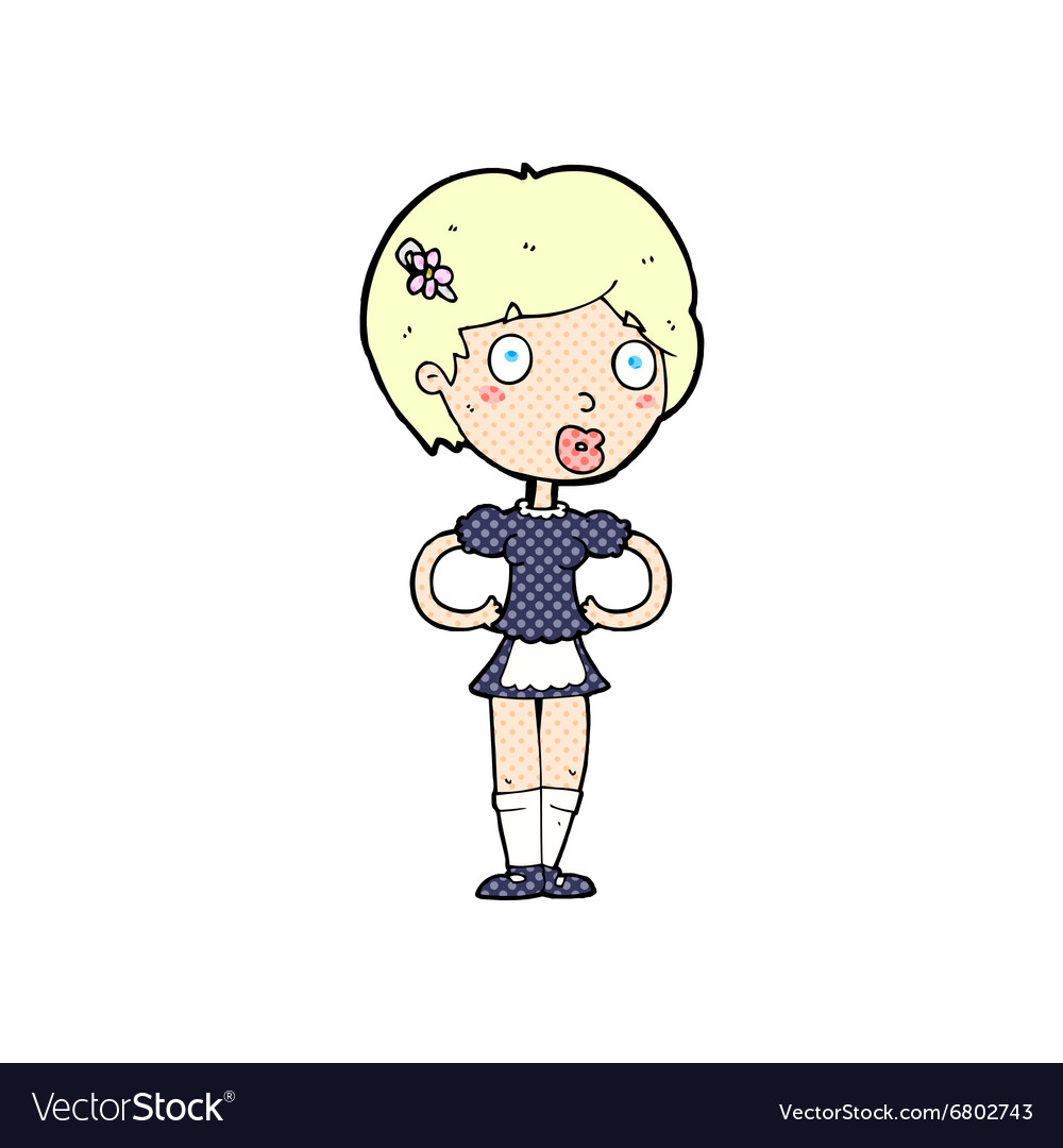 Comic cartoon woman in french maid outfit Vector Image