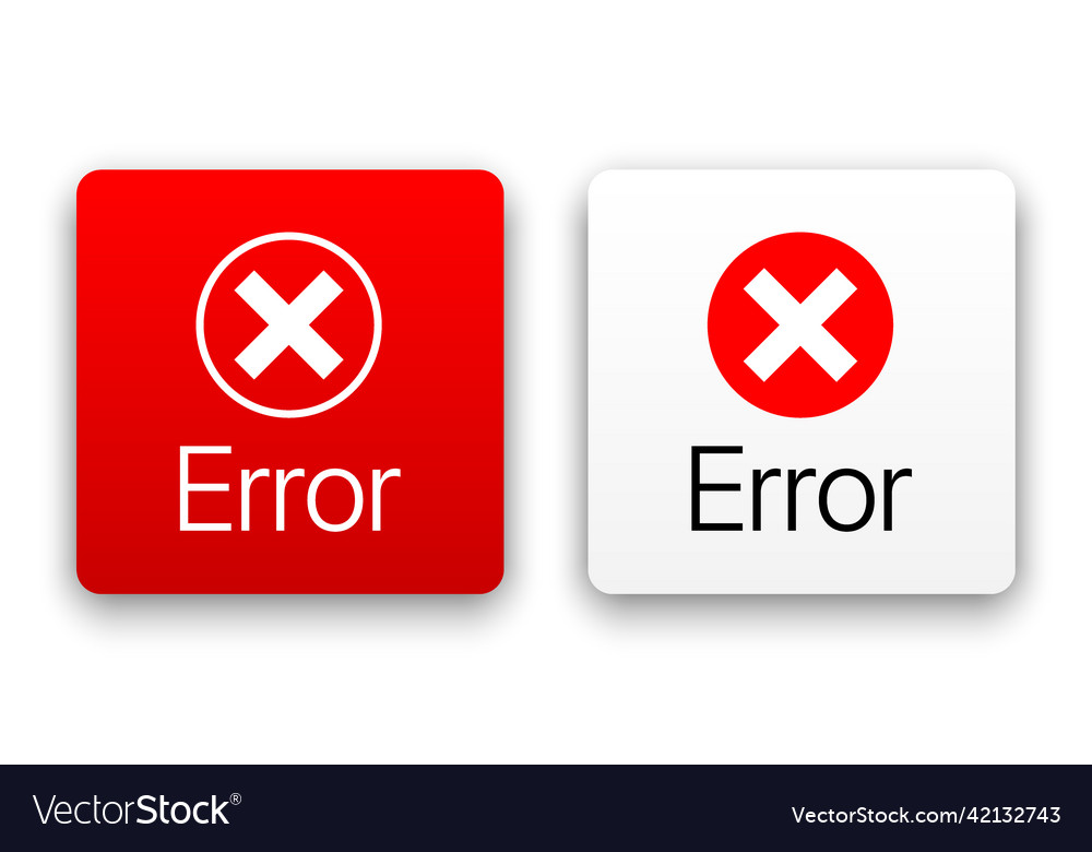 Error warning red icon set isolated vector image Error warning red icon set isolated