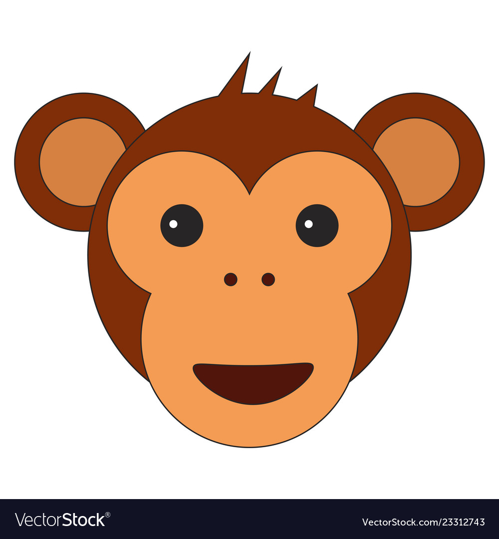 Monkey head in cartoon flat style Royalty Free Vector Image