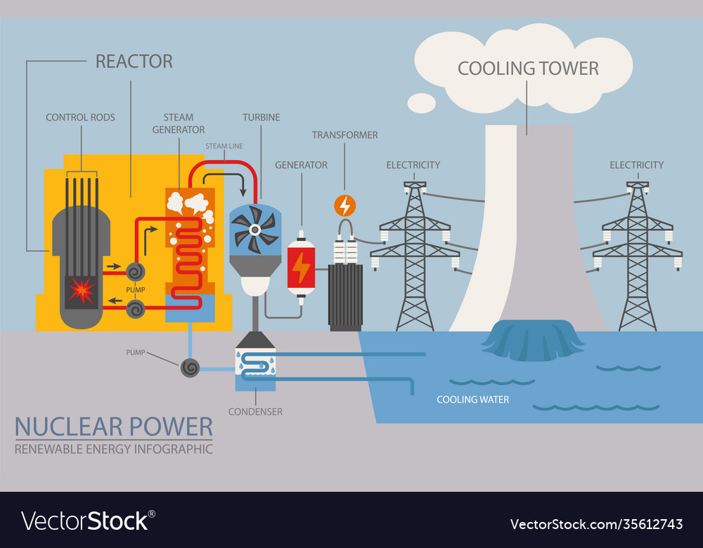 Renewable energy infographic nuclear power Vector Image