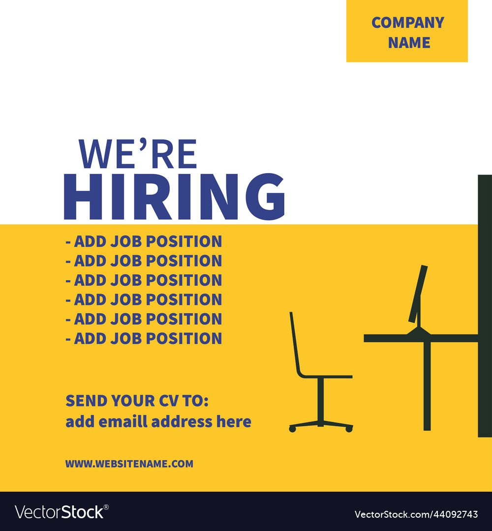 We are hiring poster flyer design Royalty Free Vector Image