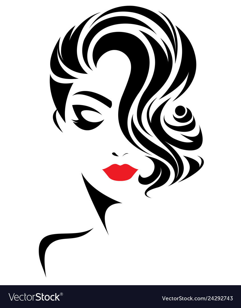 Frauen lange Haare Stil Icon Logo Gesicht