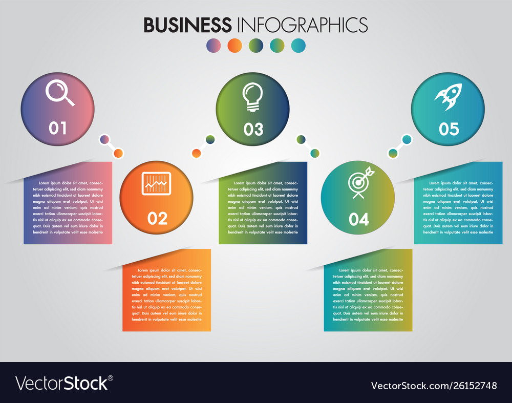 Business infographics circle 5 steps timeline Vector Image