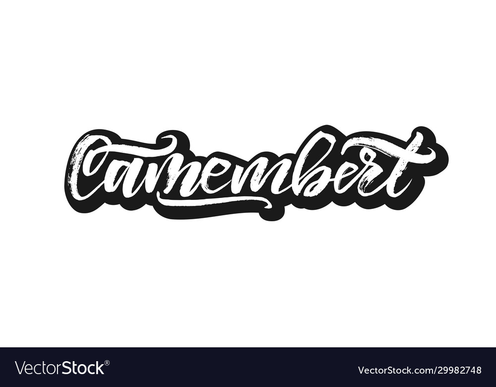 Camembert organic food calligraphy Royalty Free Vector Image