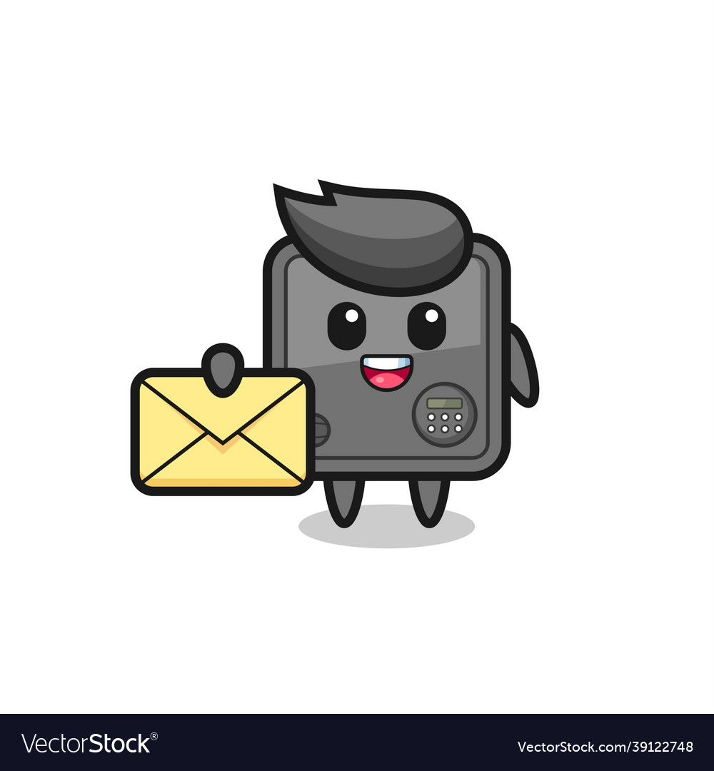 Cartoon of safe box holding a yellow letter Vector Image