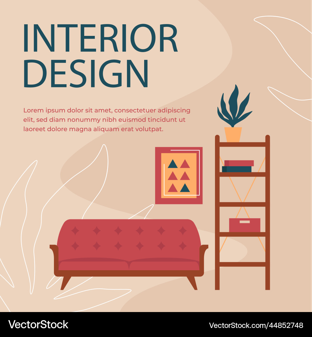 Hand drawn interior design posts Royalty Free Vector Image
