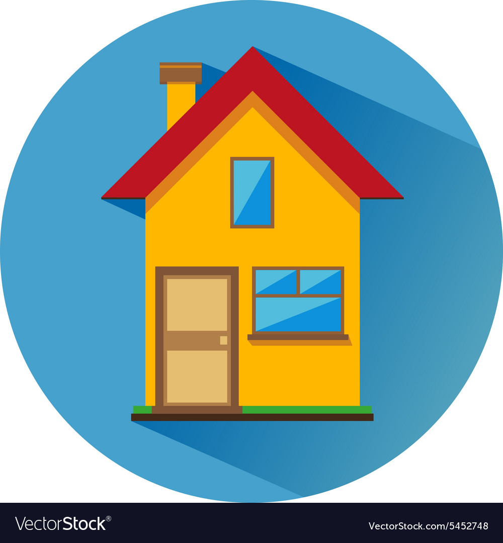 House with one floor flat icon Royalty Free Vector Image