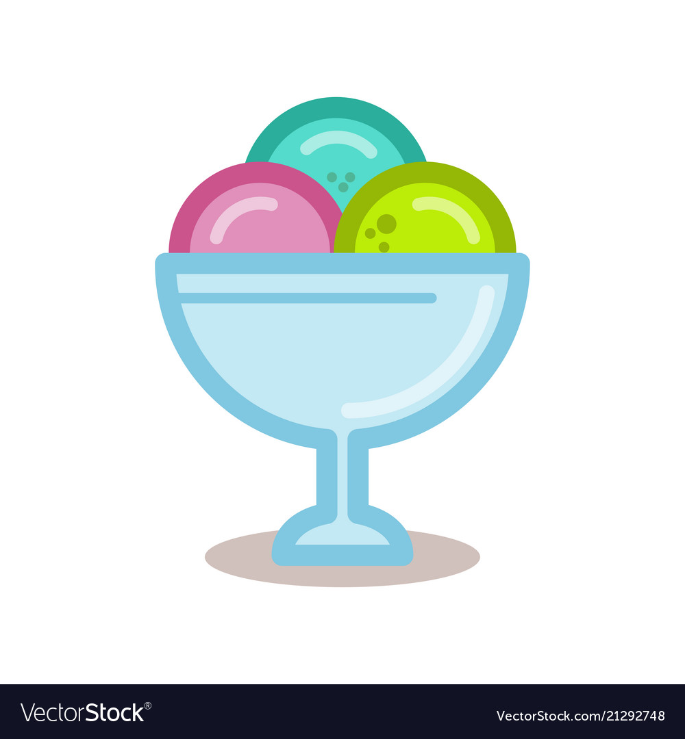 Ice cream balls in the glass bowl line Royalty Free Vector