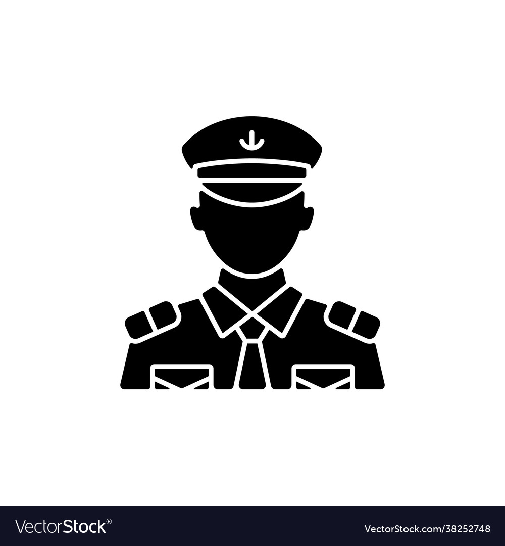 Male chief officer black glyph icon Royalty Free Vector