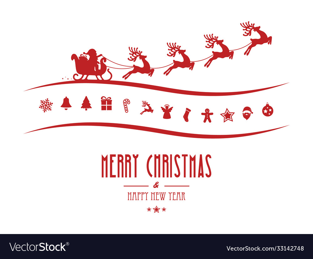 Merry christmas elements santa sleigh isolated