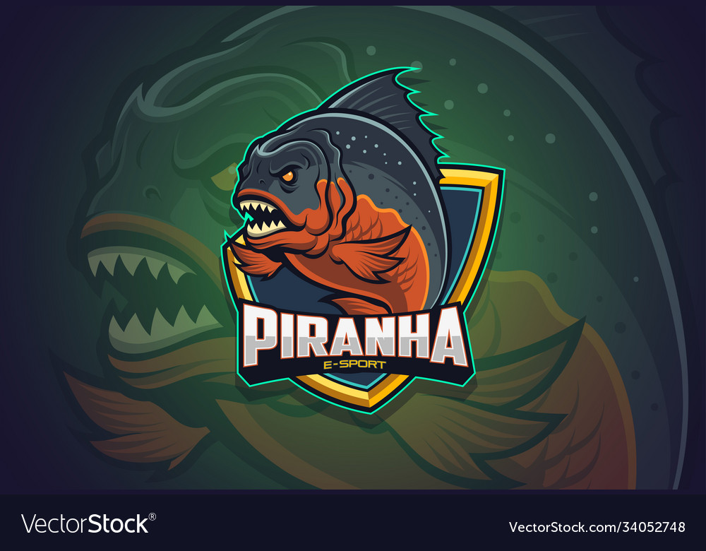 Piranha esport logo design Royalty Free Vector Image