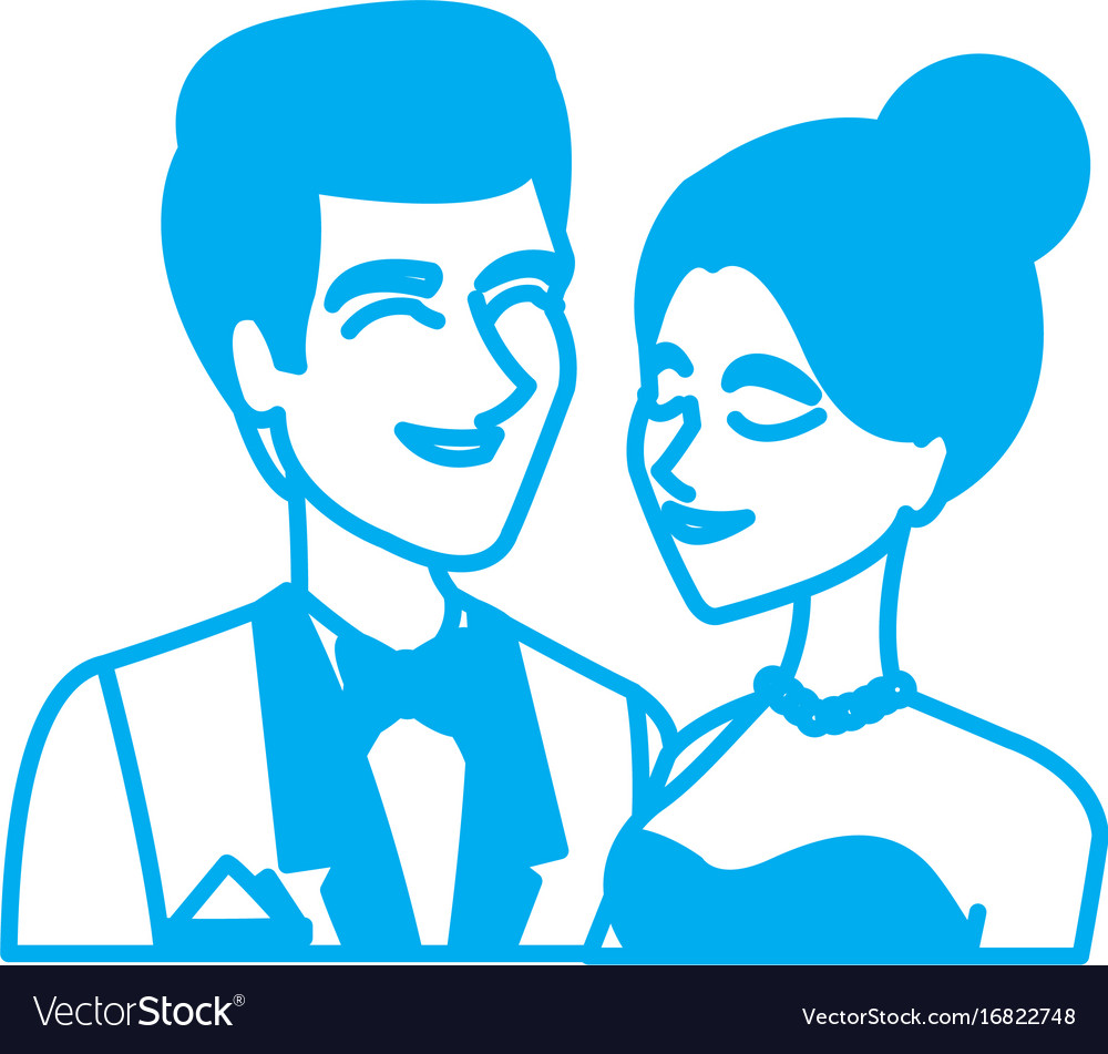 Portrait Wedding Couple Happy Bride And Groom Vector Image