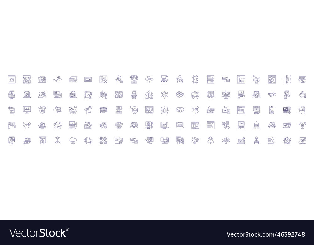 Programming coding line icons signs set design