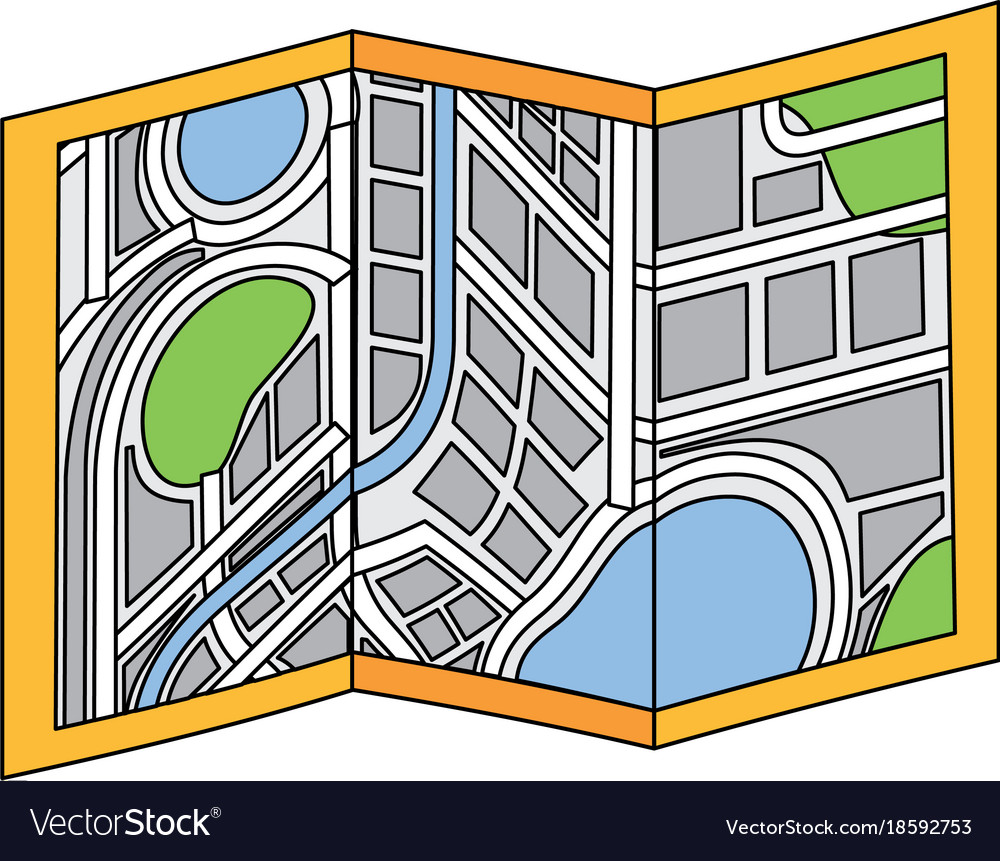 Folded map city navigation location symbol Vector Image