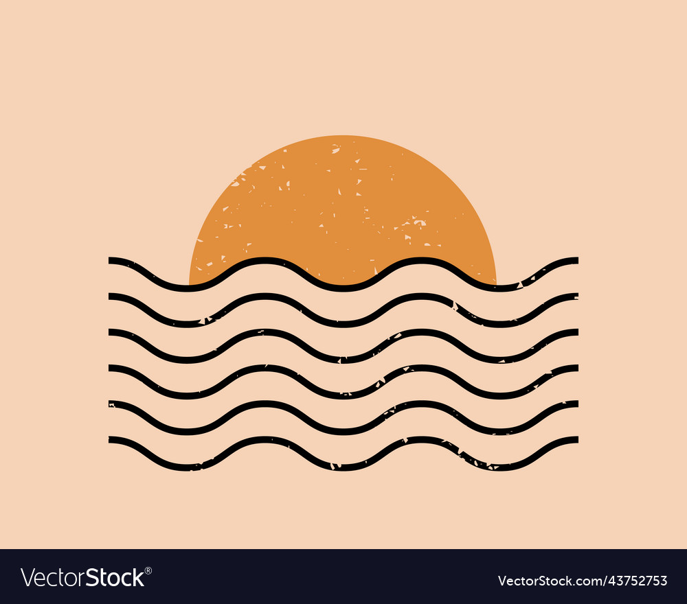 Modern abstract aesthetic background with sun Vector Image