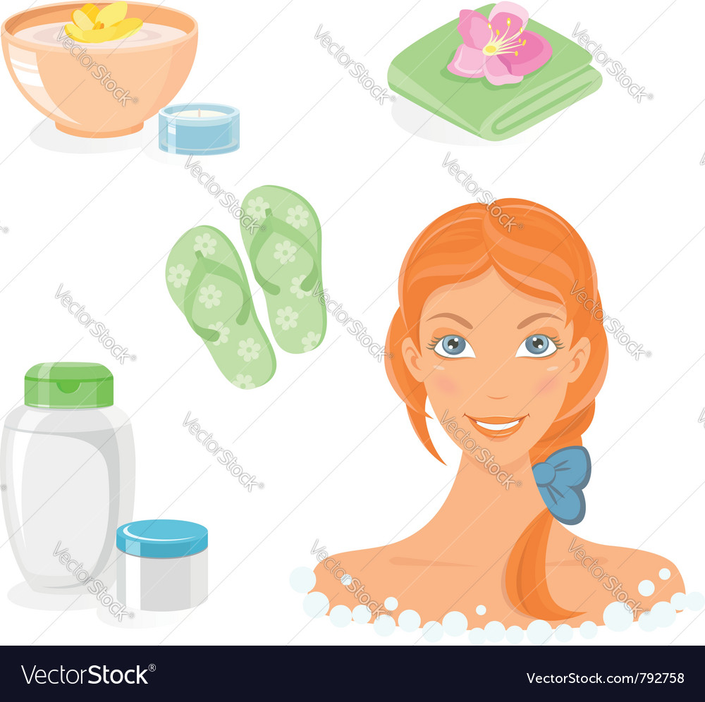 Bath and body care icon set