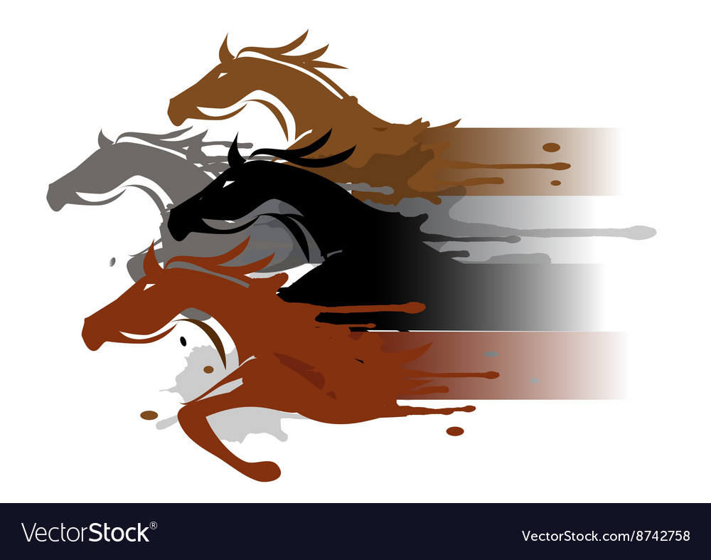 Four running horses Royalty Free Vector Image VectorStock