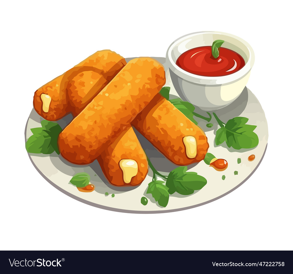 Fresh gourmet cheese sticks snack Royalty Free Vector Image