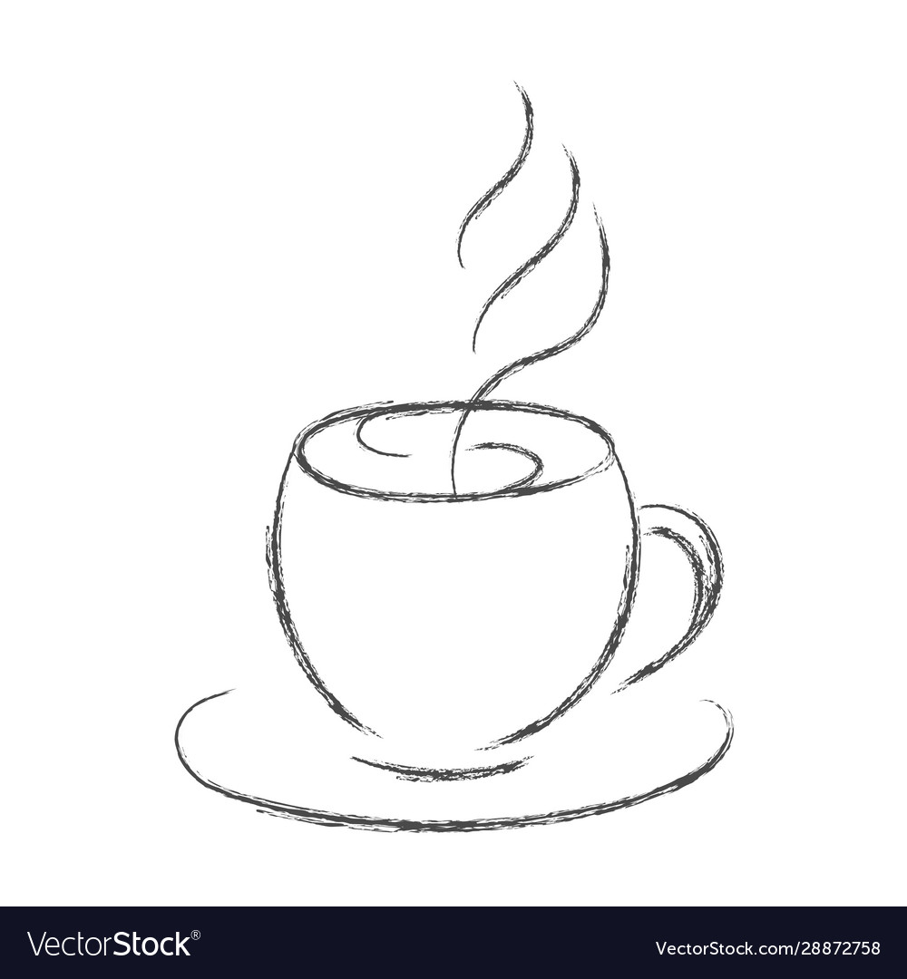 Pencil drawing a cup hot coffee or tea Royalty Free Vector