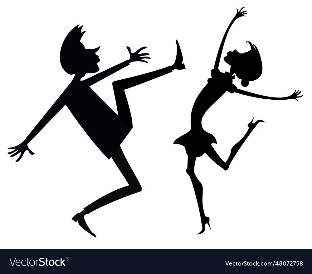 Romantic dancing young couple art silhouette Vector Image