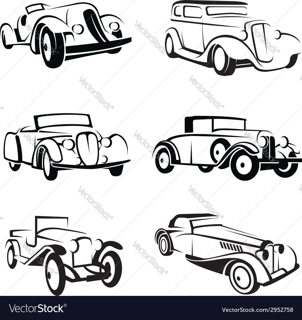 Set retro cars Royalty Free Vector Image - VectorStock