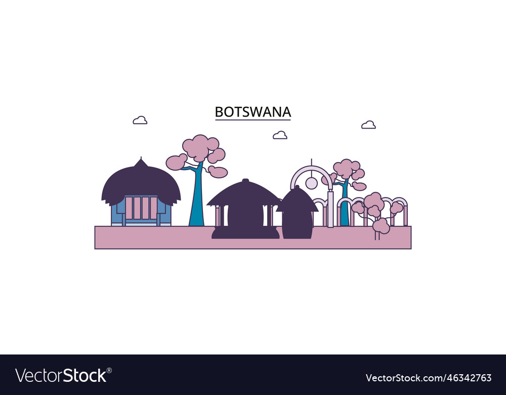 Botswana tourism landmarks city travel Royalty Free Vector