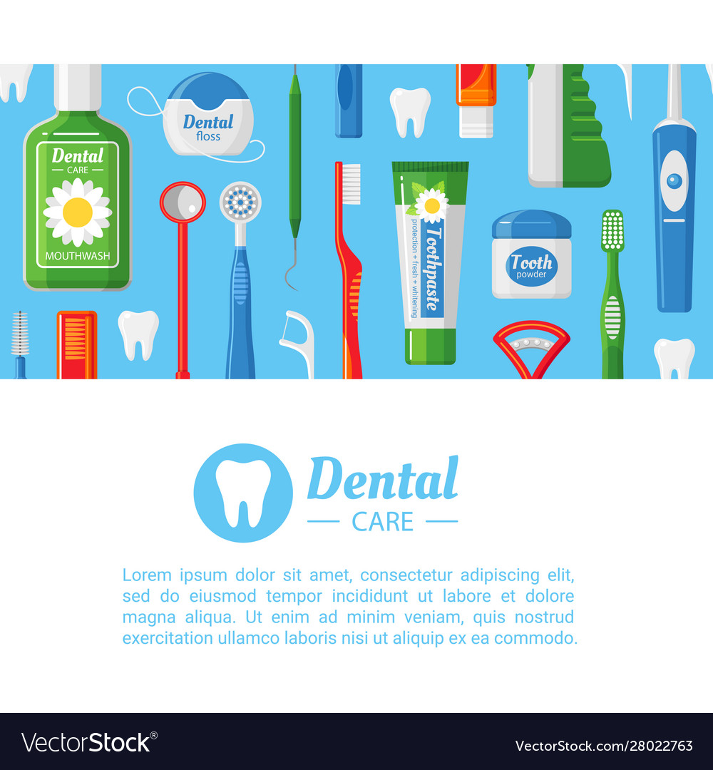 Dental Care Service Flat Banner Template Vector Image