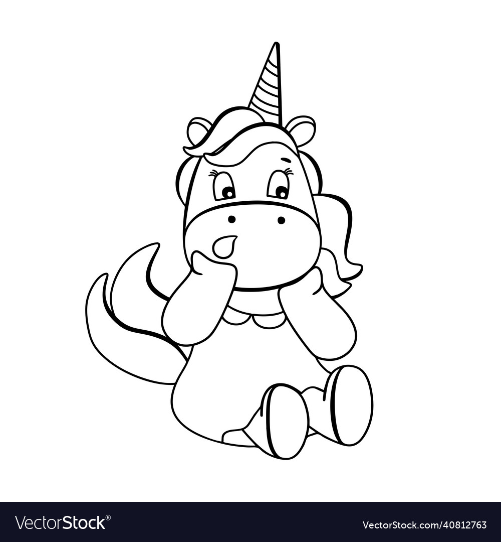 Funny unicorn coloring book cute surprised Vector Image Funny unicorn coloring book cute surprised Vector Image