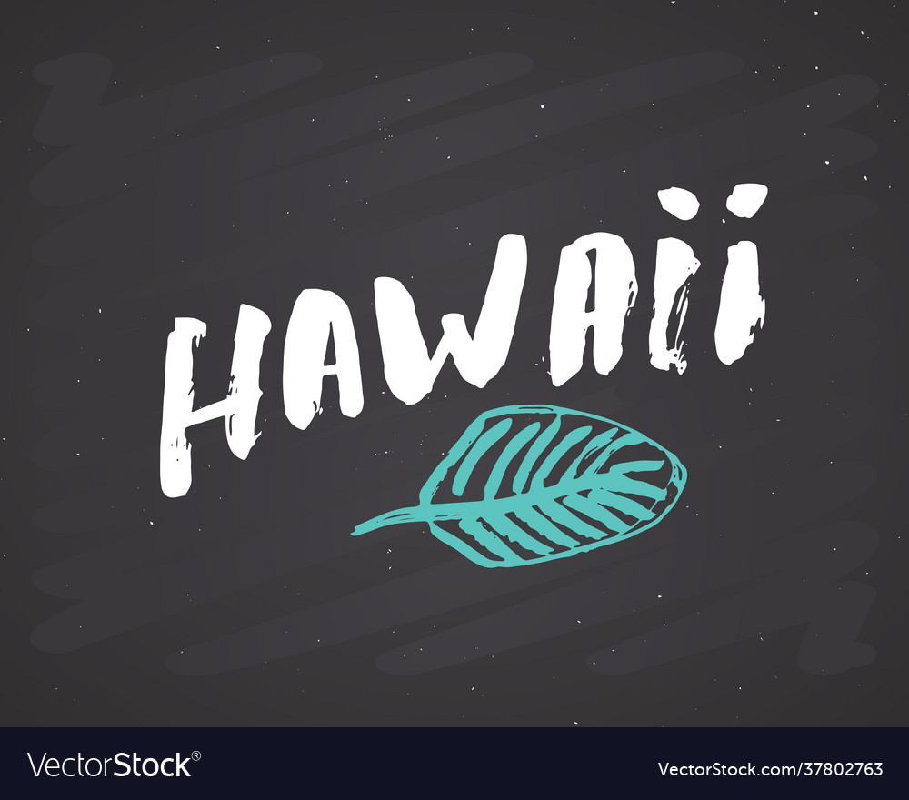 Hawaii lettering handwritten sign hand drawn Vector Image