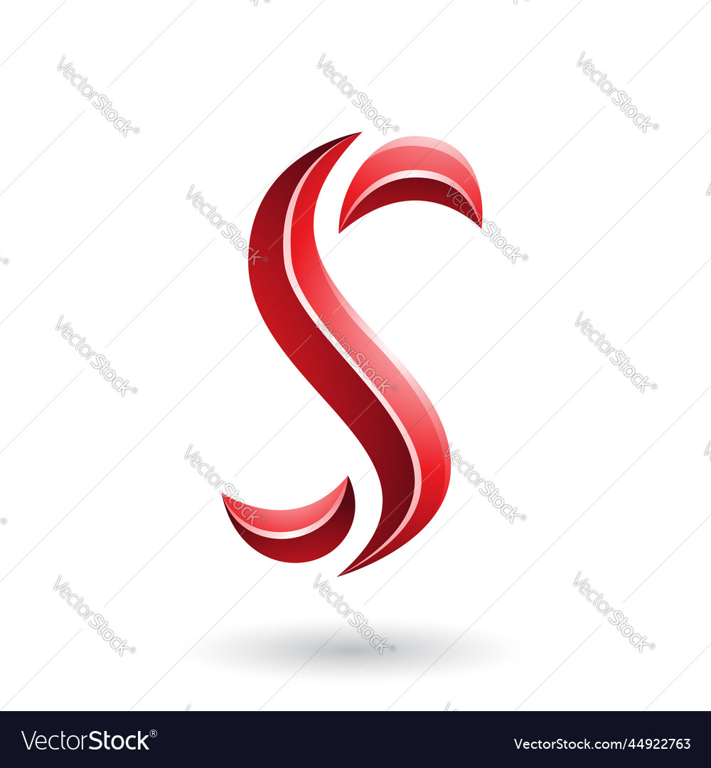 Red glossy snake shaped letter s