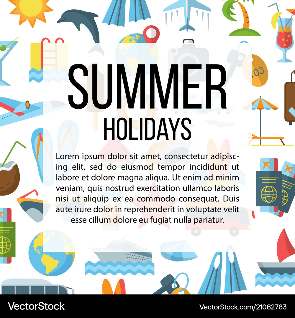 Summer holidays flat pattern Royalty Free Vector Image