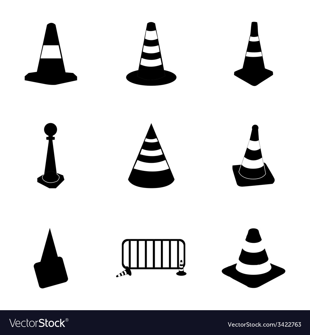 Traffic cone icons set Royalty Free Vector Image