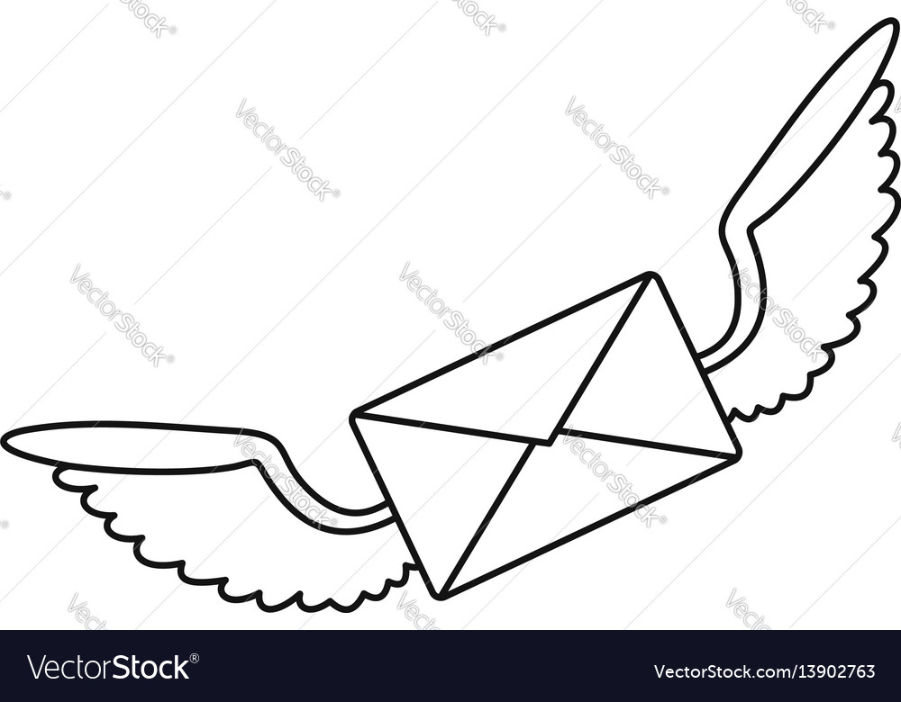 Winged Mail Envelope Icon Outline Style Royalty Free Vector 5531