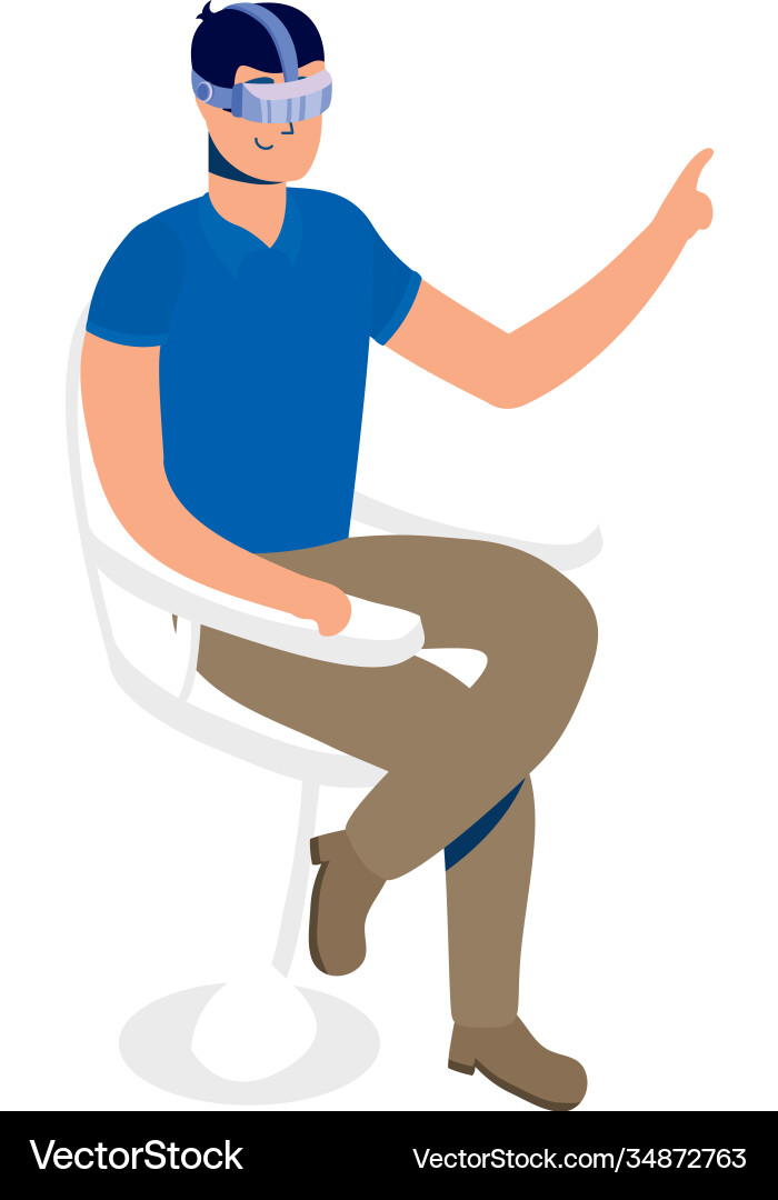 Young man using reality virtual technology Vector Image