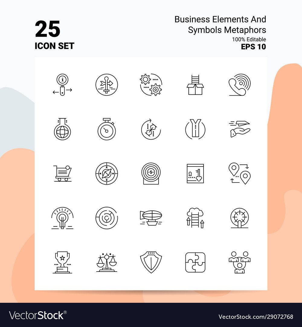 25 business elements and symbols metaphors icon