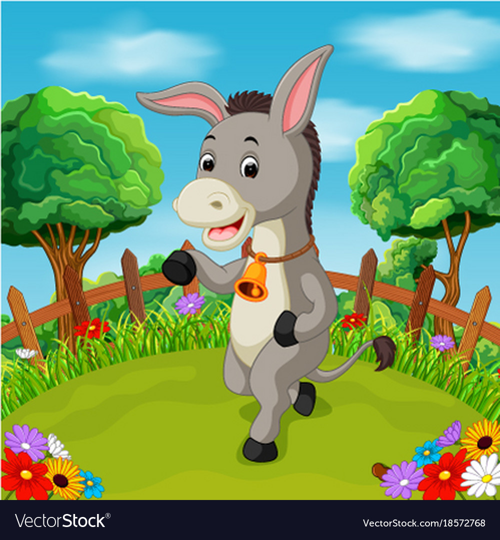 Cartoon happy donkey smile in the farm Royalty Free Vector