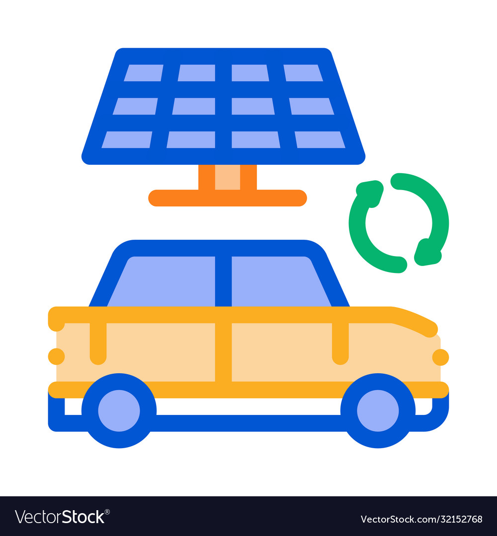 Electro car solar panel icon outline