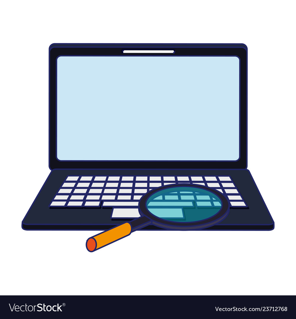 Laptop and magnifying glass