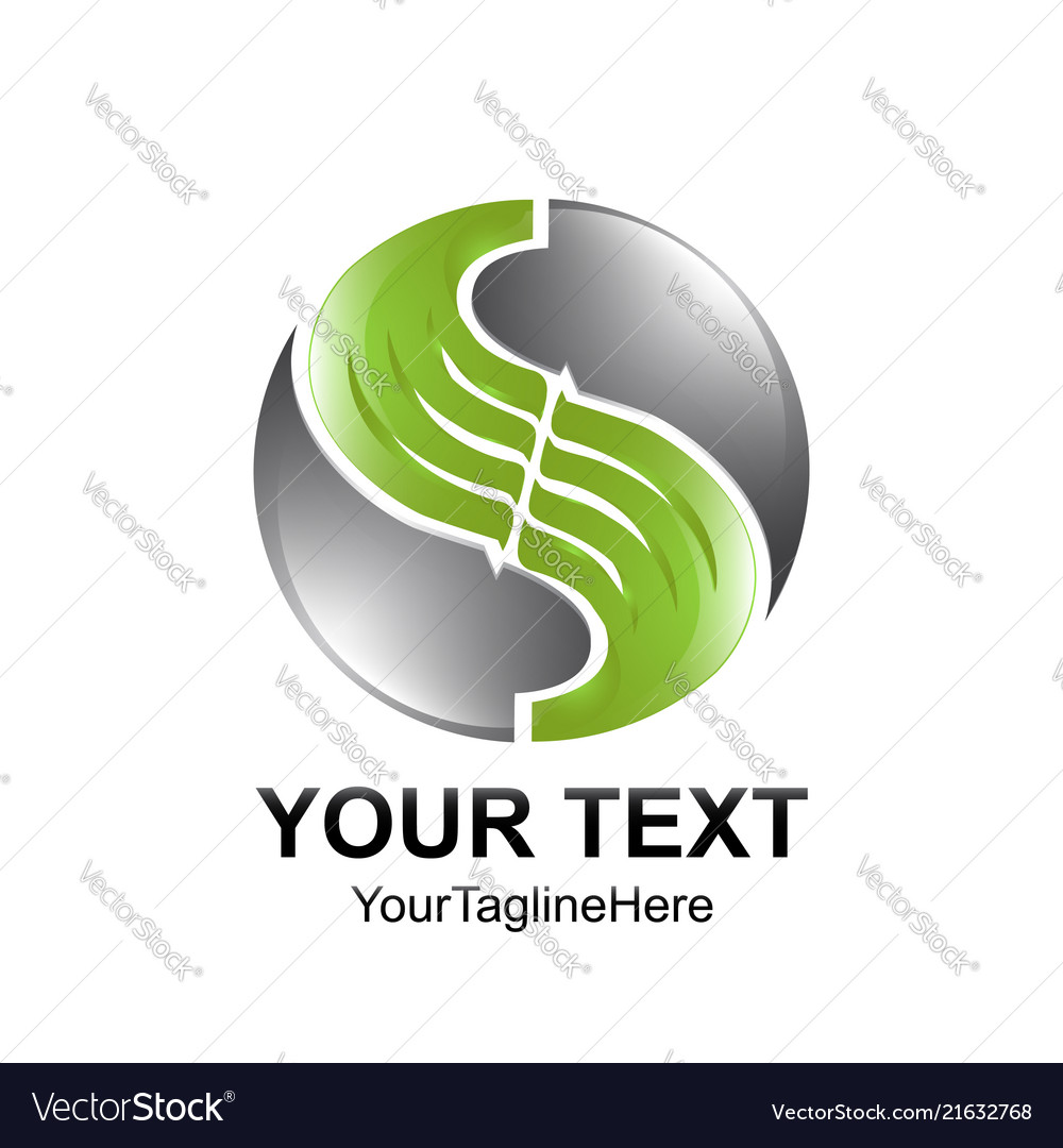 Letter s logo design template colored green grey Vector Image