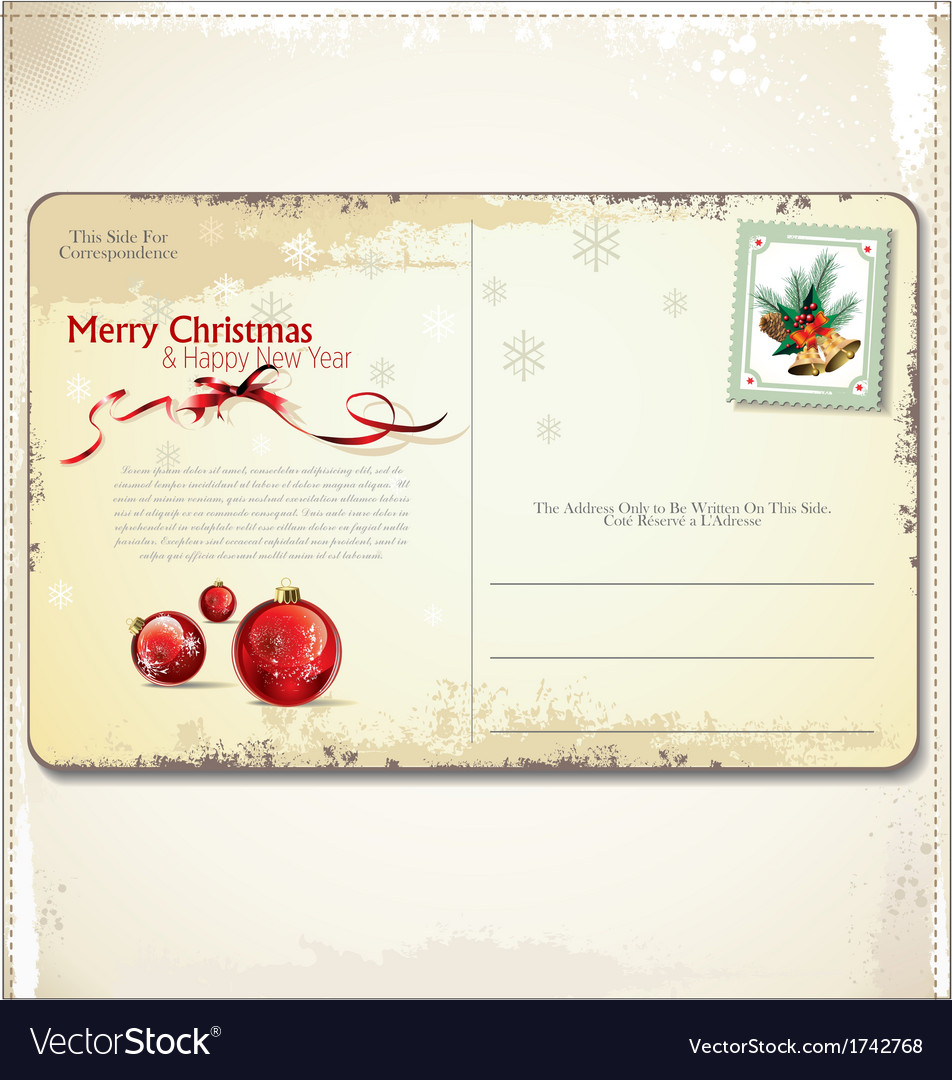 Vintage christmas postcard Royalty Free Vector Image