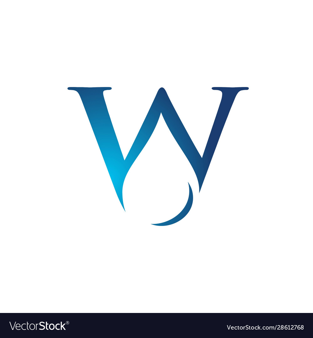 W letter inside water drop logo template Vector Image