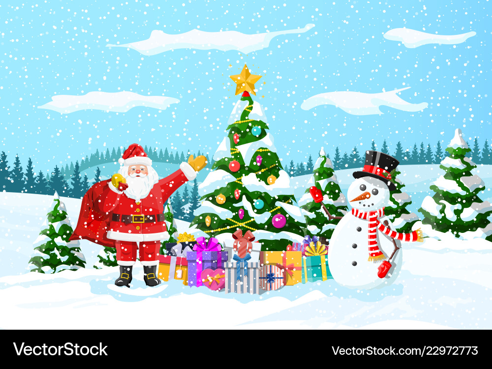 Christmas background with forest Royalty Free Vector Image