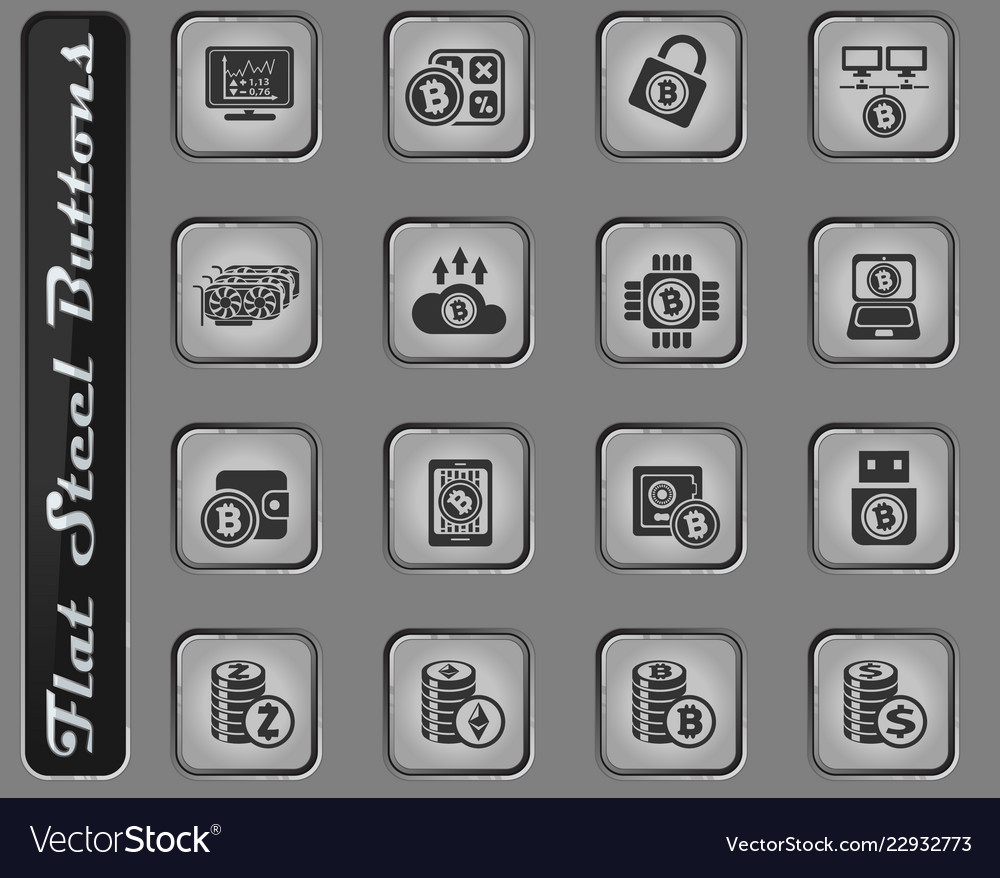 Cryptocurrency and mining icon set