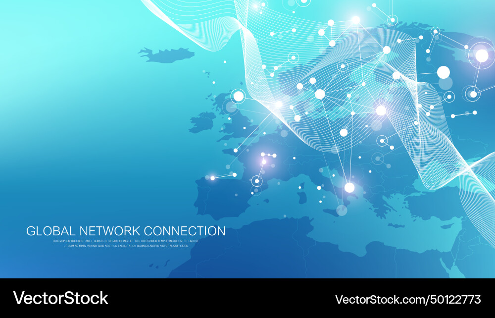 Global network connection banner design template Vector Image