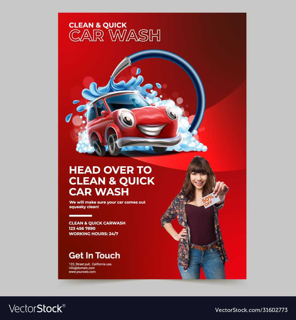 Professional Car Wash Services Flyer Template Vector Image