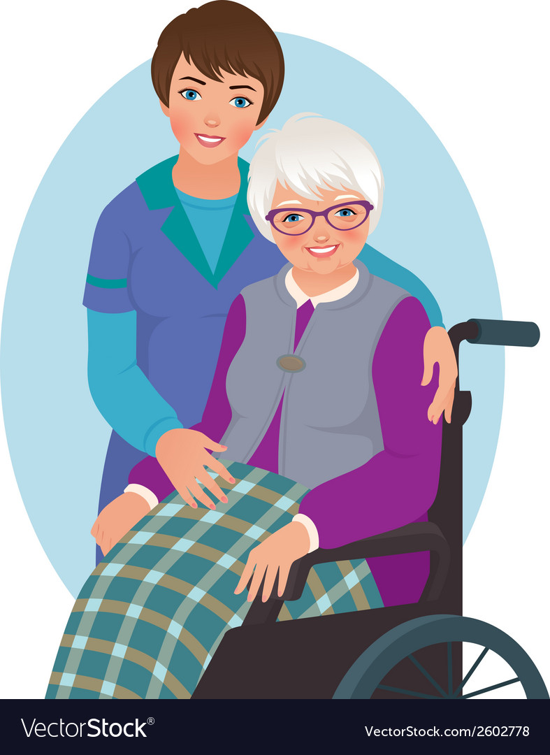 Elderly woman and nurse Royalty Free Vector Image