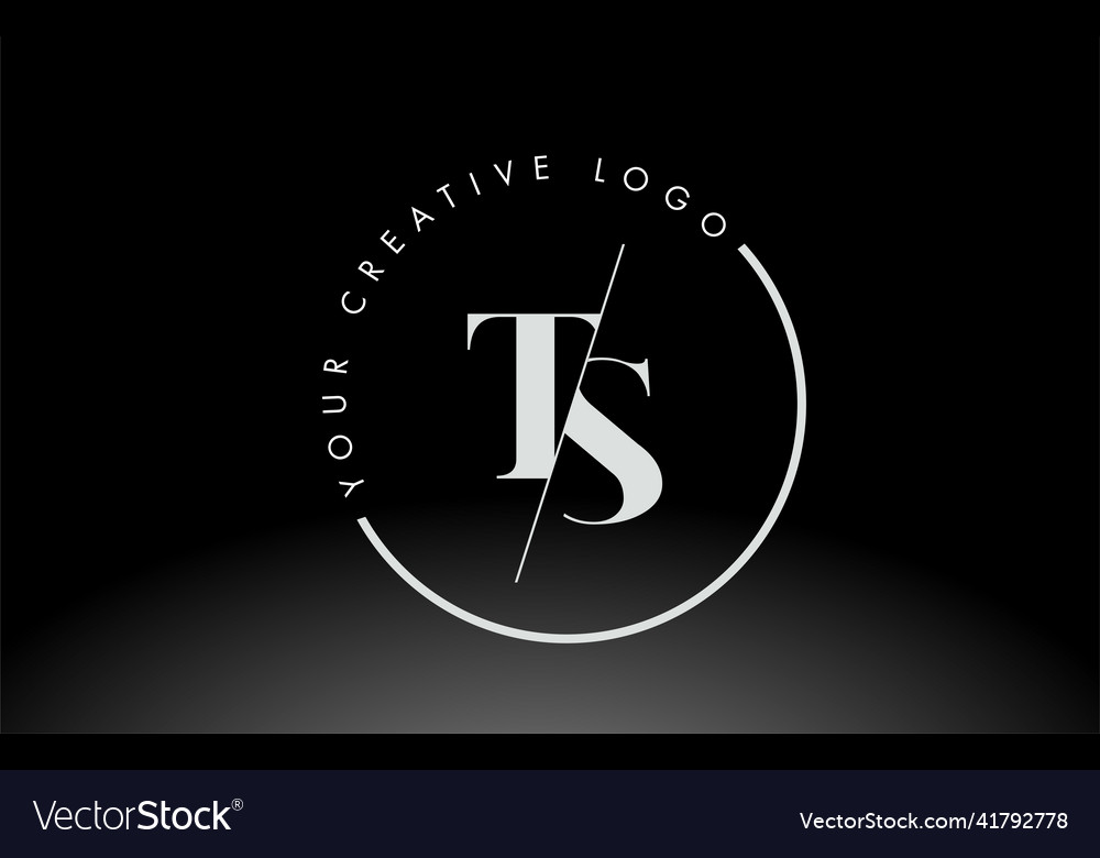 White ts serif letter logo design with creative