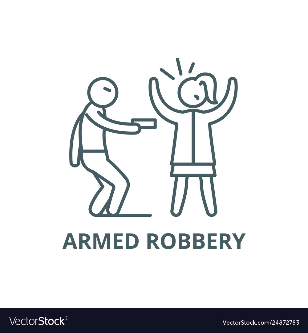 Armed Robbery Line Icon Royalty Free Vector Image