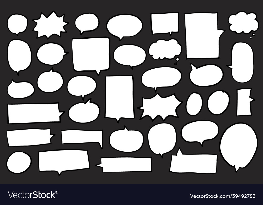 Collection of speech bubbles on black background