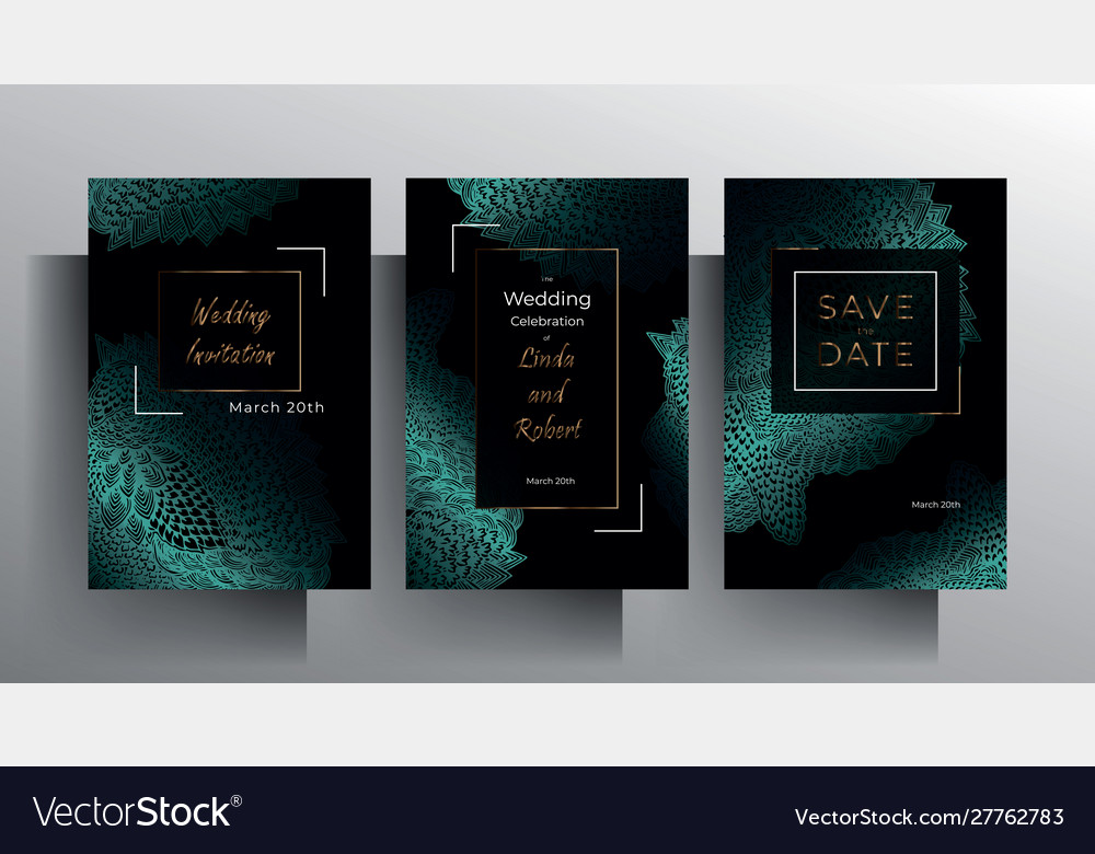 Design template wedding invitation card set hand Vector Image